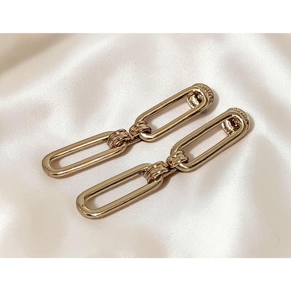 Gold Link Drop Earrings Chunky Chain Earrings Minimalist Statement Dangle Modern